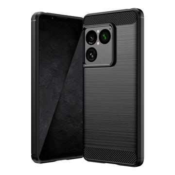 Sony Xperia 1 VIII Harjattu TPU Suojakuori - Hiilikuitu - Musta