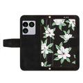 Sony Xperia 1 VIII Floral lompakkokotelo, jossa on korttipaikat - musta