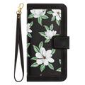 Sony Xperia 1 VIII Floral lompakkokotelo, jossa on korttipaikat - musta