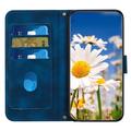 Sony Xperia 1 VIII Floral lompakkokotelo korttipaikoilla - tummansininen