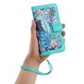 Sony Xperia 1 VIII Floral lompakkokotelo korttipaikoilla - vihreä