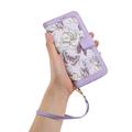 Sony Xperia 1 VIII Floral lompakkokotelo, jossa on korttipaikat - vaaleanvioletti