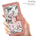Sony Xperia 1 VIII Floral lompakkokotelo korttipaikoilla - vaaleanpunainen