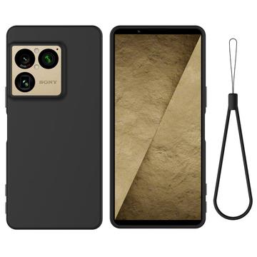 Sony Xperia 1 VIII Nestemäinen silikonikotelo käsihihnalla
