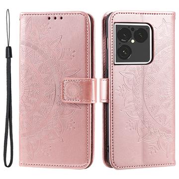 Sony Xperia 1 VIII Mandala -lompakkokotelo rannehihnalla - vaaleanpunainen