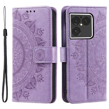 Sony Xperia 1 VIII Mandala -lompakkokotelo rannekkeella - violetti
