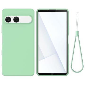 Sony Xperia 10 VIII Nestemäinen silikonikotelo käsihihnalla - Vihreä