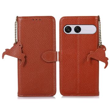 Sony Xperia 10 VIII lompakko nahkakotelo RFID - Ruskea