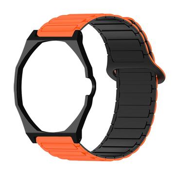 Swatch Royal Pop -kello, magneettinen silikoniranneke ja kahdeksankulmainen kotelo - oranssi / musta