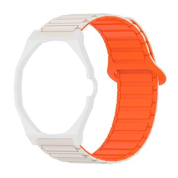 Swatch Royal Pop -kello, magneettinen silikoniranneke ja kahdeksankulmainen kotelo - Valkoinen / Oranssi