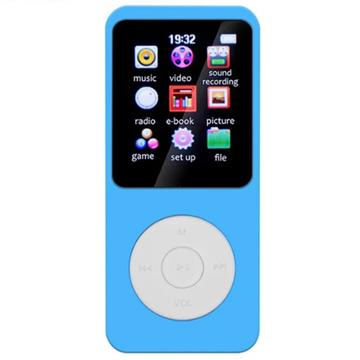 T1 kannettava MP4-musiikkisoitin 1.8" näytöllä ja 64 Gt:n TF-kortilla - vaaleansininen
