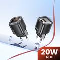 TOOCKI TC2220A2 Mini GaN -seinälaturi 20W - USB-C/USB-A - musta