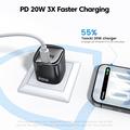 TOOCKI TC2220A2 Mini GaN -seinälaturi 20W - USB-C/USB-A - musta
