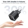 TOOCKI TC2220A2 Mini GaN -seinälaturi 20W - USB-C/USB-A - musta