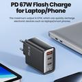 TOOCKI TCT67-22 67W:n GaN-seinälaturi digitaalinäytöllä - USB-C/USB-A - musta