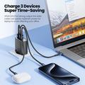 TOOCKI TCT67-22 67W:n GaN-seinälaturi digitaalinäytöllä - USB-C/USB-A - musta