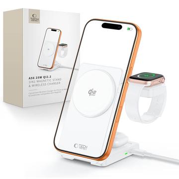 Tech-Protect A56 3-in-1 magneettinen/Magsafe-langaton laturi 25W, QI 2.2 – valkoinen