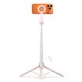 Tech-Protect L10S MagSafe Selfie Stick -kolmijalka Bluetooth-kaukosäätimellä - Pinkki / Harmaa