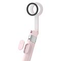 Tech-Protect L10S MagSafe Selfie Stick -kolmijalka Bluetooth-kaukosäätimellä - Pinkki / Harmaa