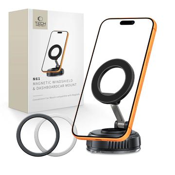 Tech-Protect N61 MagSafe -autoteline vahvalla imukupilla - musta