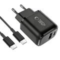 Tech-Protect NCA45W 2-porttinen GaN-seinälaturi USB-C-kaapelilla – 45 W – musta