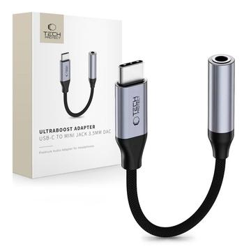 Tech-Protect UltraBoost -sovitin USB-C/3.5mm:n liitin DAC – rautaharmaa