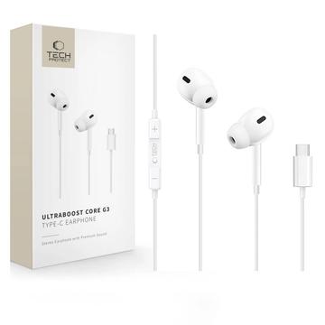 Tech-Protect Ultraboost Core G3 USB-C -langalliset kuulokkeet - valkoiset