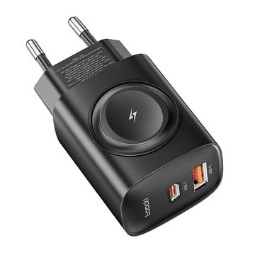 Toocki TCT20-21EU 3-in-1 GaN-laturi - USB-C/USB-A - musta