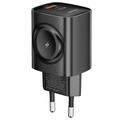 Toocki TCT20-21EU 3-in-1 GaN-laturi - USB-C/USB-A - musta
