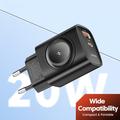 Toocki TCT20-21EU 3-in-1 GaN-laturi - USB-C/USB-A - musta
