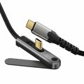 USB-C 3.2 -kaapeli taitettavalla telineellä - 20 Gbps, 4K 60Hz, 2m - musta