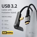 USB-C 3.2 -kaapeli taitettavalla telineellä - 20 Gbps, 4K 60Hz, 2m - musta
