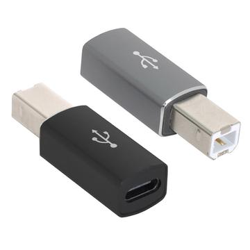 USB-C-naaras-USB-tyyppi B-uros-sovitin tulostimelle, skannerille - 2 kpl - musta ja harmaa