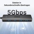 Ugreenin nopea 4-porttinen USB 3.0 -jakaja - 15cm, 5Gbps - musta
