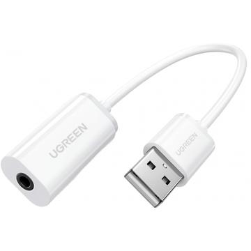 Ugreen US206 USB-A - 3.5mm:n äänisovitin - valkoinen