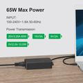 Yleiskäyttöinen 65W:n USB-C-kannettavan laturi Huawei-, HP-, Dell- ja Lenovo-laitteille - EU-pistoke