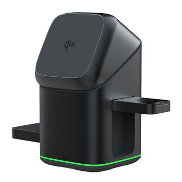V23 3-in-1 Qi2 MagSafe -latauslaite iPhonelle, Apple Watchille ja AirPodseille - musta