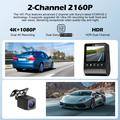 V61 4K/1080p -kaksoisautokamera - 5.8GHz:n WiFi, HDR-yönäkö, superkondensaattori - musta