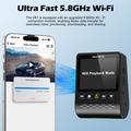 V61 4K/1080p -kaksoisautokamera - 5.8GHz:n WiFi, HDR-yönäkö, superkondensaattori - musta