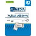 Verbatim MyDual USB-A/USB-C -muistitikku 32 Gt - hopea