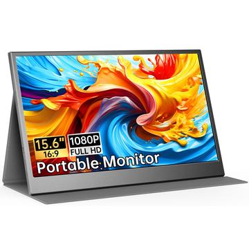 W156U2 15.6 tuuman Full HD -kannettava näyttö irrotettavalla nahkakotelolla – musta