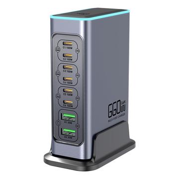 WLX-F8L 8-porttinen GaN-pöytälatausasema 660W - 6xUSB-C PD, 2xUSB-A QC3.0