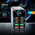 WLX-G2 165W:n GaN-pöytälatausasema - 140W PD, 10 USB-C- ja USB-A-porttia