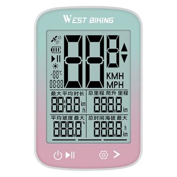 West Biking YP0702112 GPS-pyörätietokone / langaton nopeusmittari - vaaleanpunainen