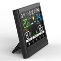 Langaton sääasema, jossa on värillinen kosketusnäyttö ja herätyskello - musta