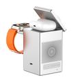 WiWU W043 5-in-1 langaton laturi, jossa on RGB-pikselinäyttö ja Bluetooth-kaiutin - hopea