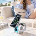 WiWU W043 5-in-1 langaton laturi, jossa on RGB-pikselinäyttö ja Bluetooth-kaiutin - hopea