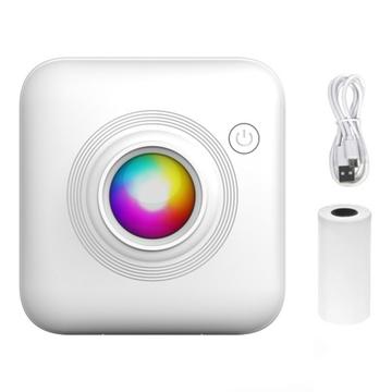 X3 Mini -taskukokoinen lämpötulostin, Bluetooth ja RGB-valot - valkoinen
