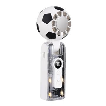 X68 Football Design -tuuletin LED-näytöllä ja kylmäpakkausominaisuudella - 3600mAh - valkoinen