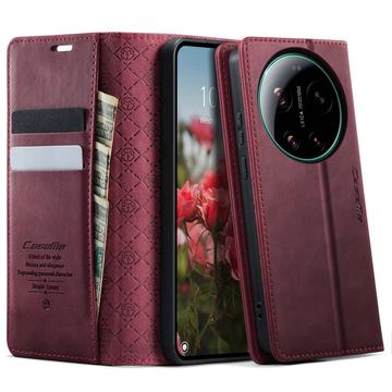 Xiaomi 17 Ultra Caseme 033 vasikka tekstuuri lompakko tapauksessa RFID-sulku - punainen